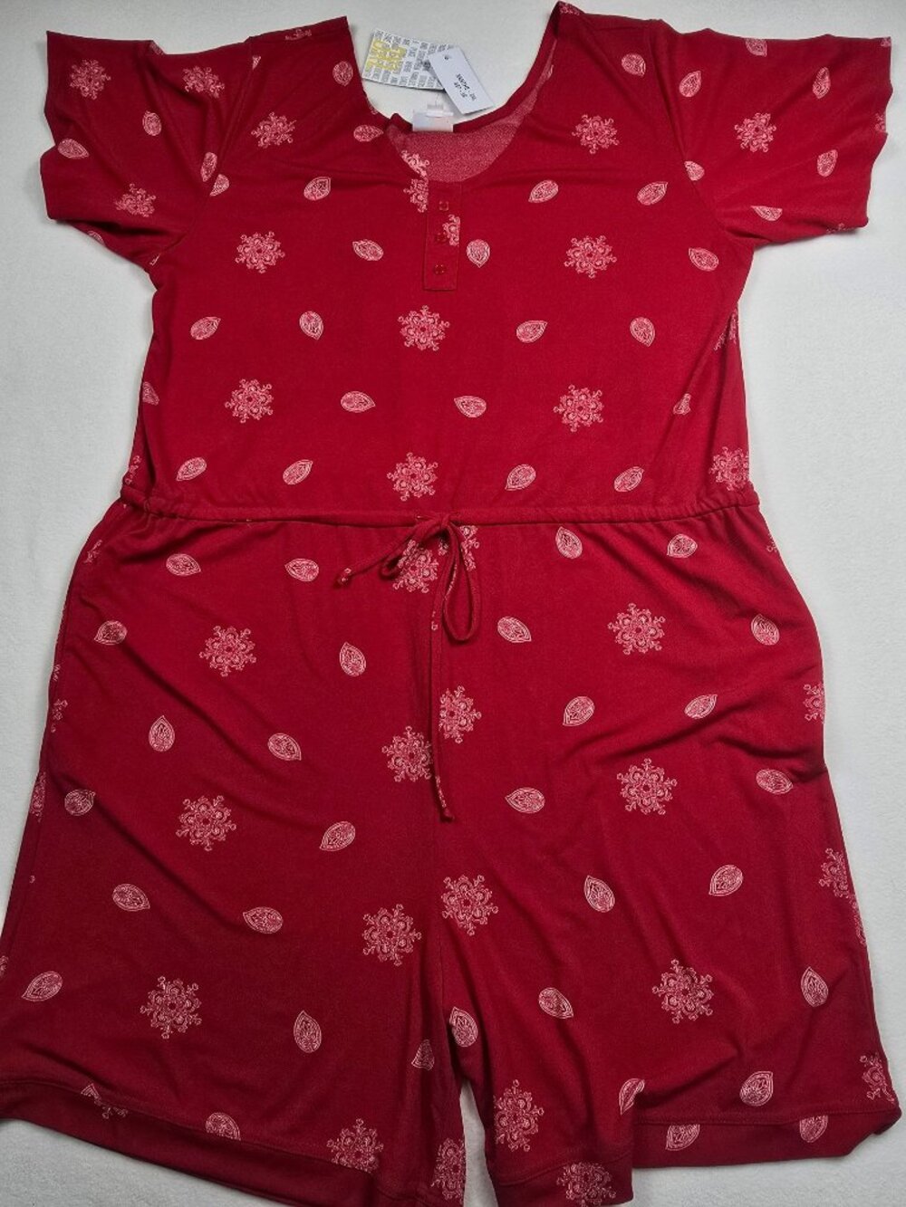 NEW Lularoe Womens 3XL Red Xanthe Romper Pockets